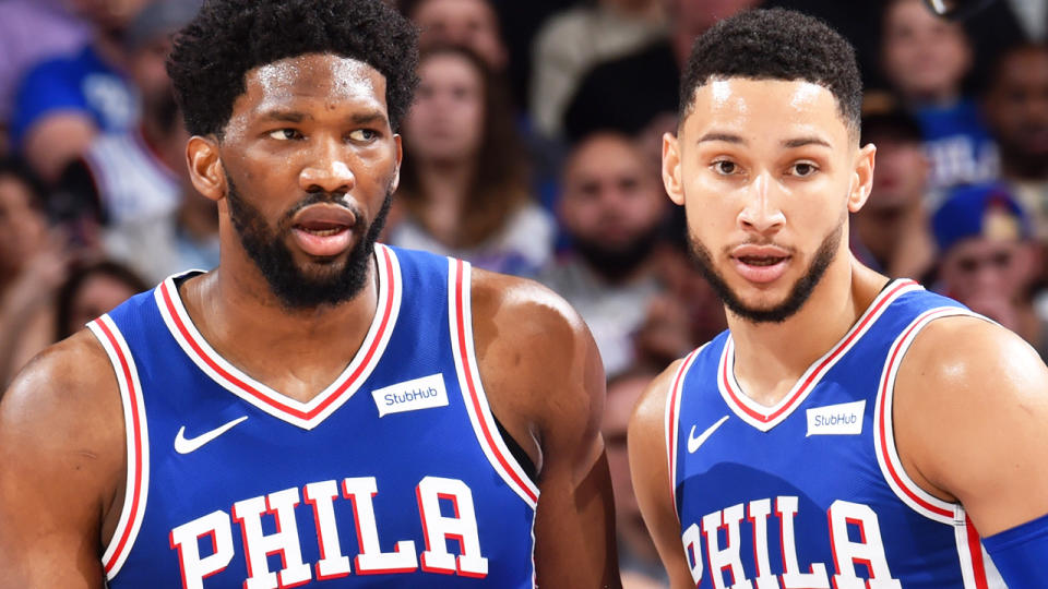 Joel Embiid took to Twitter to hose down rumours of a feud between himself and Philadelphia 76ers teammate Ben Simmons, amid a turbulent off-season for the team. (Photo by Jesse D. Garrabrant/NBAE via Getty Images)