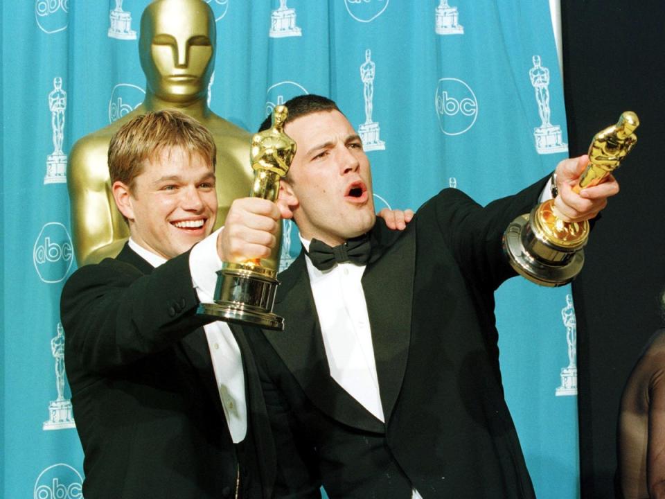 Matt Damon and Ben Affleck with their Oscars for ‘Good Will Hunting' in 1998 (Hal Garb/Getty Images)