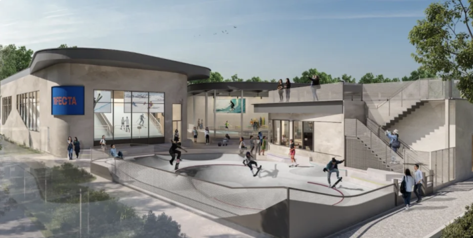 <em>ARTIST RENDERING OF SKATE FACILITY. Note the ski hill in the background. (PHOTO: TRIFECTA)</em><p>Trifecta</p>