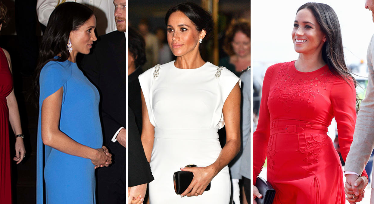 The Duchess of Sussex’ baby bump appears to be changing in size [Photo: Getty]