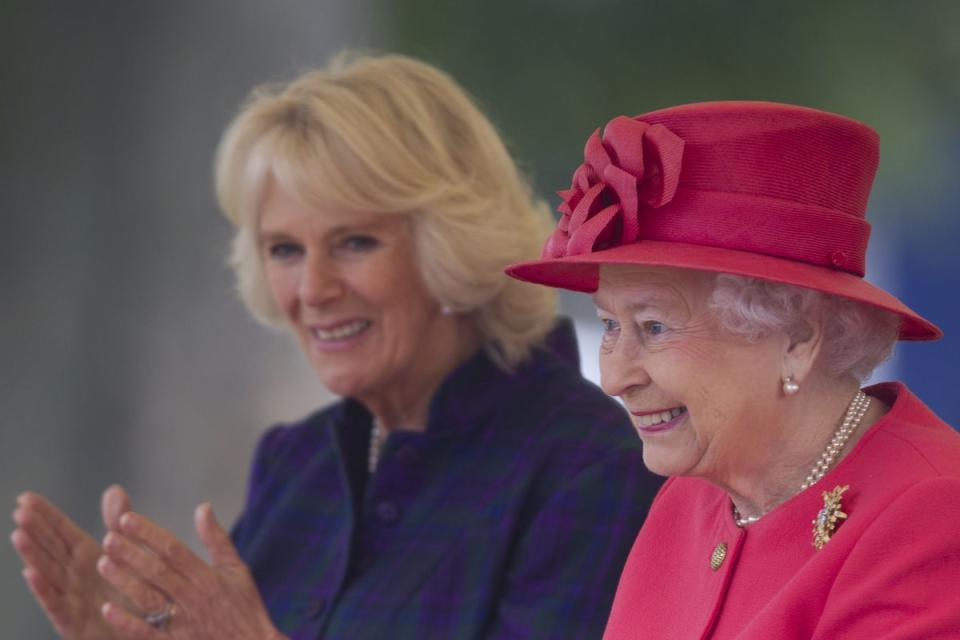 Camilla and the Queen on a visit to the Ebony Horse Club and Community Riding Centre in London (Heathcliff O’Malley/Daily Telegraph/PA) (PA Archive)