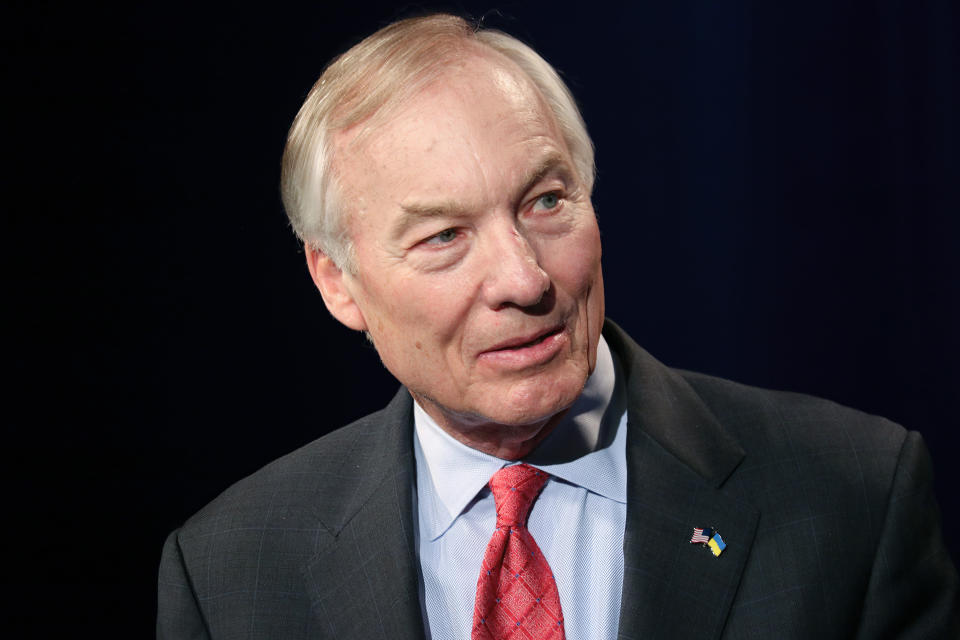 Comptroller Peter Franchot, who is running for the Democratic nomination for governor of Maryland, stands at a podium just before a debate at Maryland Public Television's studio in Owings Mills, Md., on June 6, 2022. One of the best opportunities for Democrats to regain a governor’s office this year is in Maryland, and the race to succeed term-limited Republican Larry Hogan has drawn a crowd of candidates. (AP Photo/Brian Witte)