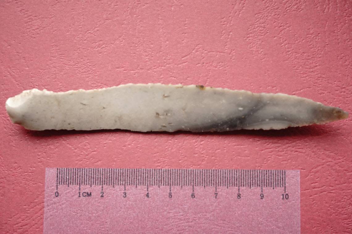 The underside of the 5,600-year-old dagger found in Drażgów.