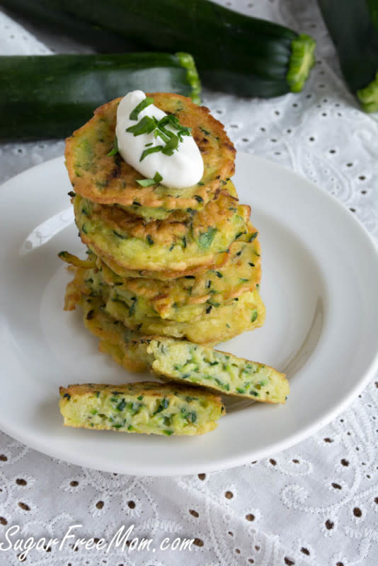 <p>Sugar Free Mom</p><p>With only 5 ingredients, these fritters are a quick-and easy finger food!</p><p><a href="http://www.sugarfreemom.com/recipes/gluten-free-zucchini-fritters/" rel="nofollow noopener" target="_blank" data-ylk="slk:Get the recipe!;elm:context_link;itc:0;sec:content-canvas" class="link rapid-noclick-resp">Get the recipe!</a></p>