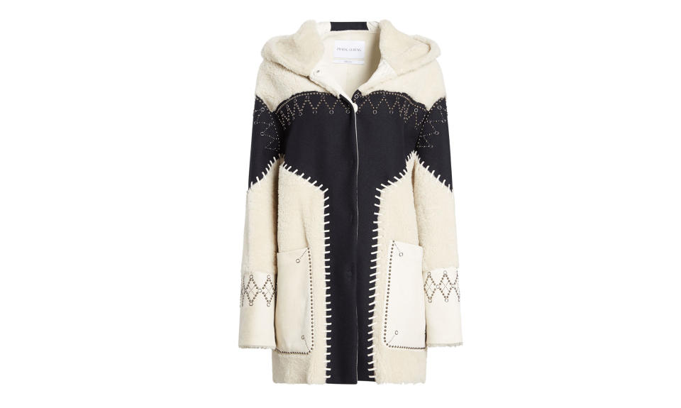 Prabal Gurung Studded Shearling Coat, $6,500, <a href="https://www.olivela.com/products/prabalgurung-studdedshearlingcoat-14011" rel="nofollow noopener" target="_blank" data-ylk="slk:olivela.com;elm:context_link;itc:0;sec:content-canvas" class="link ">olivela.com</a> (Photo: Courtesy of Olivela)