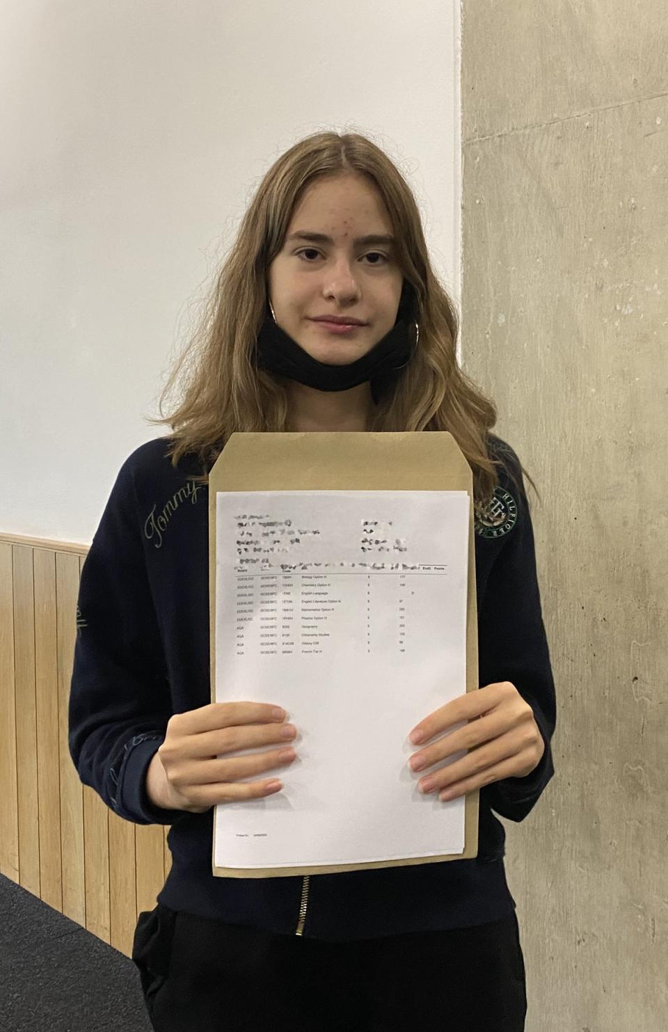 Andrea Milenova Aleksieva receiving her GCSE results (Claudia Rowan/PA) (PA Wire)