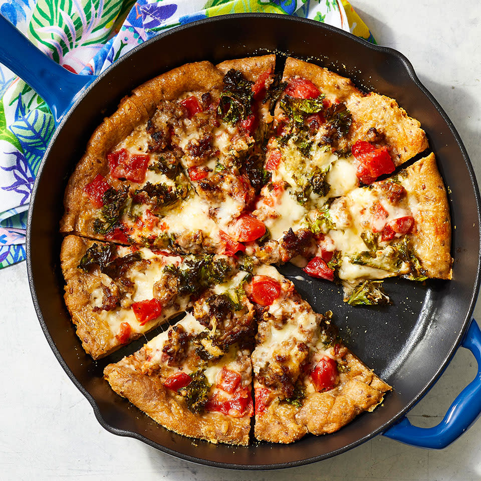 Cast-Iron Skillet Pizza with Sausage & Kale