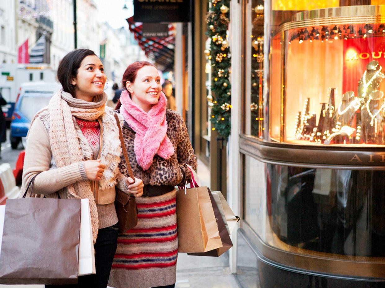 Women shopping during the holiday season