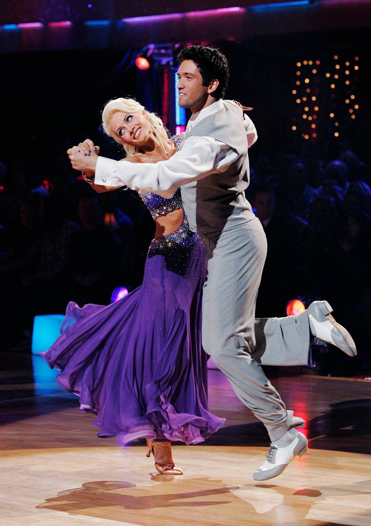 Holly Madison and Dmitry Chaplin perform the Quickstep to "We Are in Love by Harry Connick, Jr on "Dancing with the Stars."