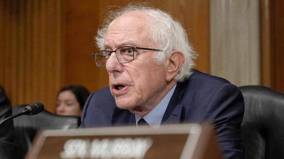 PHOTO: Sen. Bernie Sanders, I-Vt., speaks during a Senate Health, Education, Labor, and Pensions Committee business meeting on Capitol Hill,  Sept. 19, 2024, in Washington.  (Mariam Zuhaib/AP)