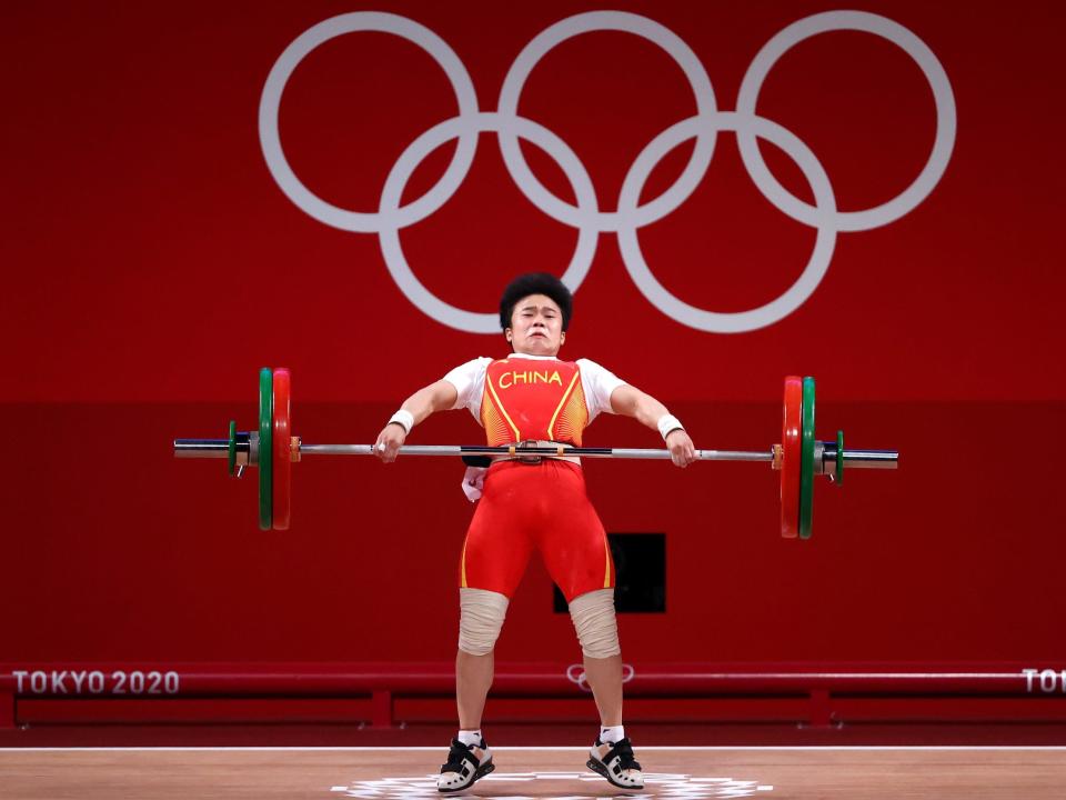 Chinese weightlifter Zhihui Hou.