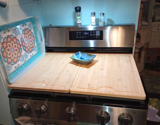 21 Inch Acacia Wood Noodle Board - 2 Burner Stovetop Cover - Kitchen 