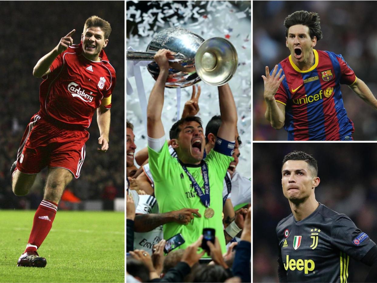 Steven Gerrard, Iker Casillas, Lionel Messi and Cristiano Ronaldo: Getty Images