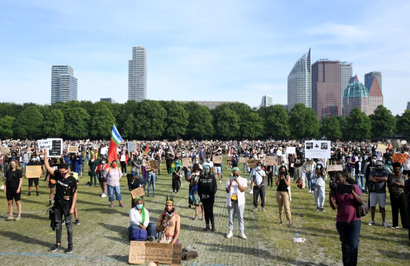 Protest against the death in Minneapolis police custody of George Floyd, in The Hague