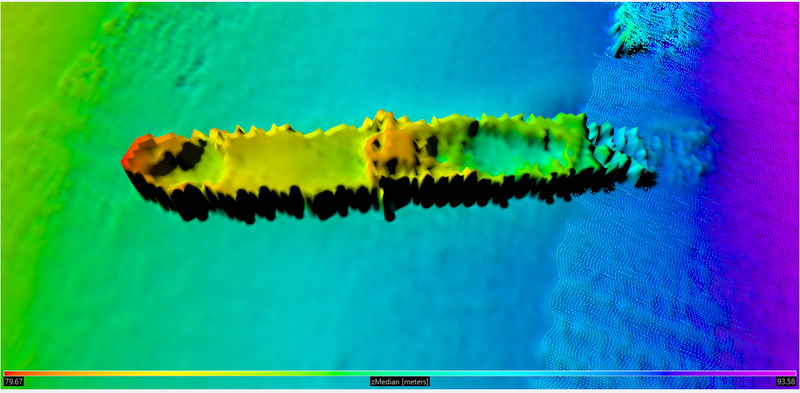 A scan showing an unidentified shipwreck found during the expedition. 