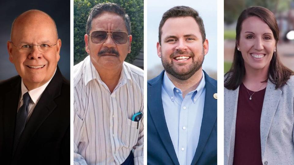 Four candidates are running for District 2 of the Boise City Council in November 2023. From left: Grant Burgoyne, Jesse Gonzales, Colin Nash and Hillary Smith.