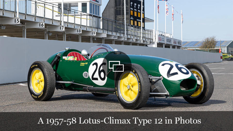 A 1957-58 Lotus-Climax Type 12 race car.