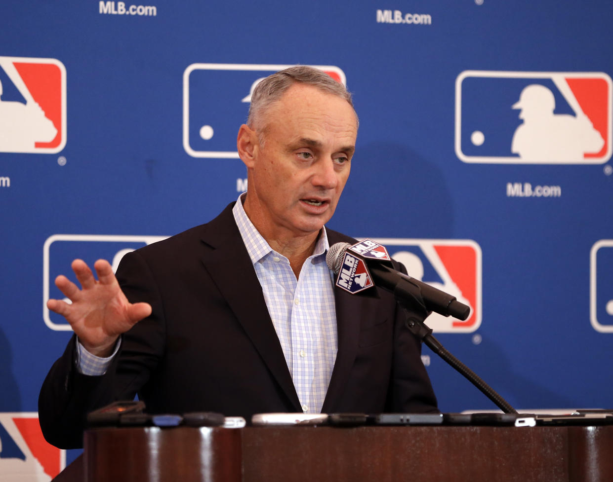 MLB commissioner Rob Manfred took a lot of heat from Miami radio host Dan Le Batard. (AP)