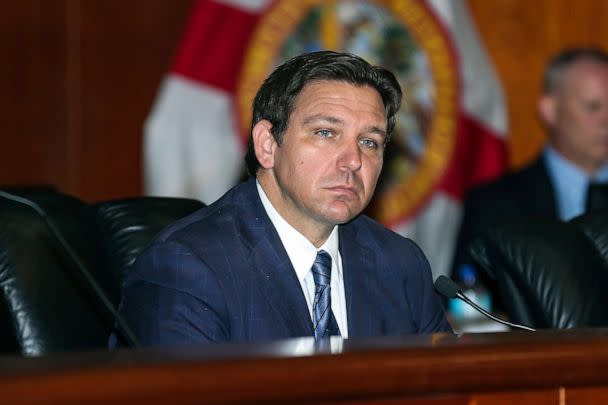 PHOTO: Florida Gov. Ron DeSantis chairs a cabinet meeting at the capitol in Tallahassee, Fla., Aug. 23, 2022. (Gary Mccullough/AP)