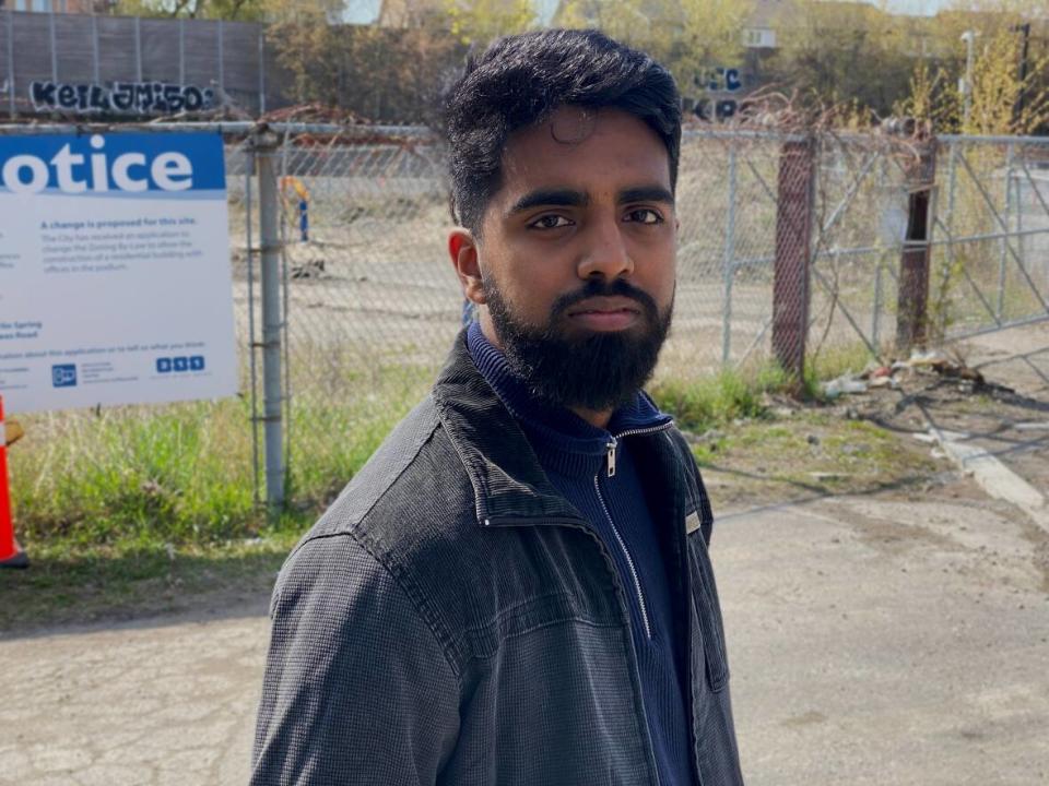 Pirawin Namasivayam says he and his peers want the government to facilitate more affordable housing in the east end in order to make it possible for them to stay in the city. (Paul Borkwood/CBC - image credit)