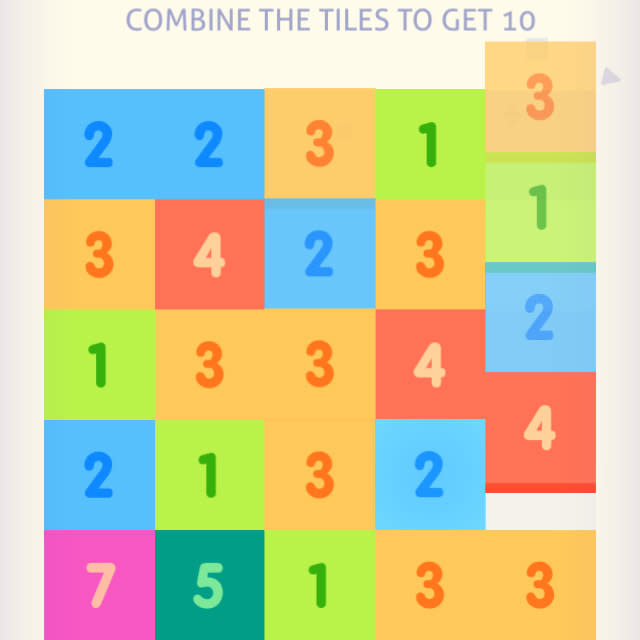 Players combine similarly numbered blocks in Just Get 10