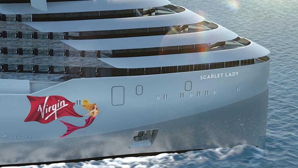 Virgin's first ship, Scarlet Lady, has a yacht look to it. [Photo: Virgin]