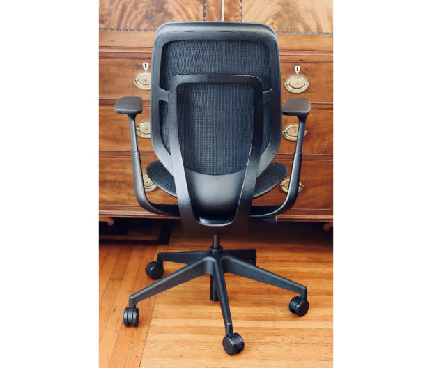 <p>The first thing you notice when you sit in Karman is that it feels totally different than any other mesh office chair you’ve sat in. That’s because the frame of the back and the seat are totally flexible, so it yields to your body and eliminates pressure points in a way that can change the way you sit while working.</p><p>Eighty percent of this chair’s adjustability is an automatic reaction to your bodyweight. Steelcase design director Mark Spoelhoff likens the flexibility of the Karman with that of modern leisure wear—both emerging from the same trend. Spoelhoff says it’s better to not sit in the same posture for eight hours, and the chair allows for movement and posture changes through the day, even while sitting sideways. He also says that in workplaces with “less explicit chair ownership,” Karman is user agnostic. That’s designer lingo for being comfortable for any body type. </p><p>Beyond the self-adjustments, one knob adjusts height and recline, and the arms can quickly be adjusted vertically and horizontally. At 29 pounds, it’s an extremely light chair while still being incredibly strong. Hauling it up a flight of stairs is easy work. </p><p>The chair ships fully assembled and has a limited-lifetime warranty. </p><p>[From $1,269; <a href="https://clicks.trx-hub.com/xid/arena_0b263_mensjournal?q=https%3A%2F%2Fgo.skimresources.com%3Fid%3D106246X1712071%26xs%3D1%26xcust%3Dmensjournal_04-20%26url%3Dhttps%3A%2F%2Fwww.wayfair.com%2Ffurniture%2Fpdp%2Fsteelcase-karman-task-chair-sca10292.html%3Fdomain%3Dmensjournal.com%26cjevent%3D3991330b30ac11ee80a401420a82b821%26refID%3DCJ314743-CJ5370367%26PID%3DCJ100074290%26clickid%3D3991330b30ac11ee80a401420a82b821%26cjdata%3DMXxOfDB8WXww&event_type=click&p=https%3A%2F%2Fwww.mensjournal.com%2Fgear%2Fbest-office-chairs&author=Stinson%20Carter&item_id=ci02c408b0f00027ce&page_type=Article%20Page&section=Gear&site_id=cs02b334a3f0002583" rel="nofollow noopener" target="_blank" data-ylk="slk:wayfair.com;elm:context_link;itc:0;sec:content-canvas" class="link ">wayfair.com</a>]</p>