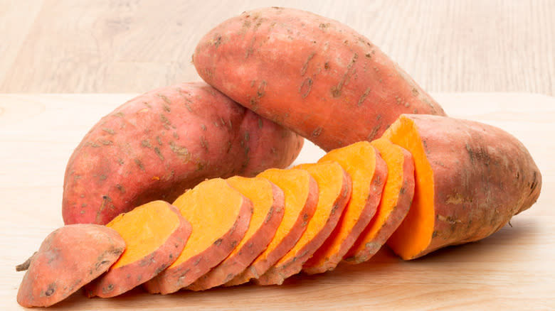Sliced sweet potato