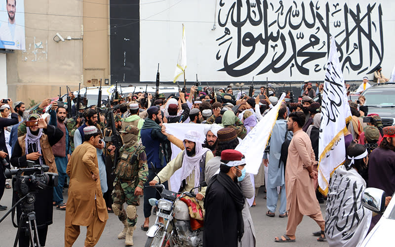 The Taliban and their supporters held a demonstration