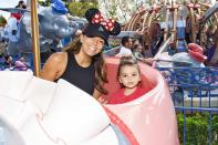 <p>Up, up and away! The actress and busy mom went soaring with her son Santiago, 3, on the classic Dumbo the Flying Elephant ride at Disneyland in California this weekend — and even donned her Minnie Mouse ears for the occasion.</p>