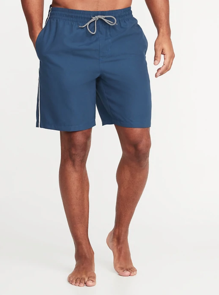 Side-Stripe Swim Trunks for Men - 8-inch inseam