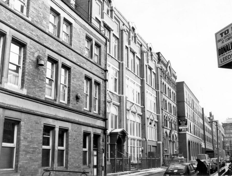 Office buildings on the north side of York Place in January 1985.