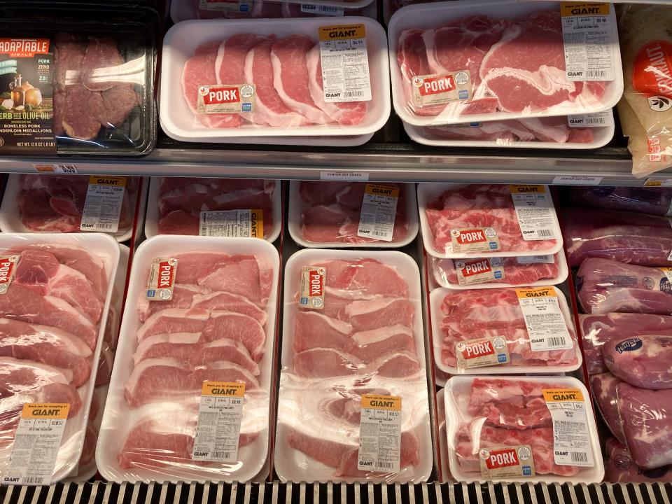 Pork products at a grocery store in Roslyn, Pa., seen last summer. The Labor Department reported Nov. 10 that prices for U.S. consumers jumped 6.2% in October compared with a year earlier as surging costs for food, gas and housing left Americans grappling with the highest inflation rate since 1990.