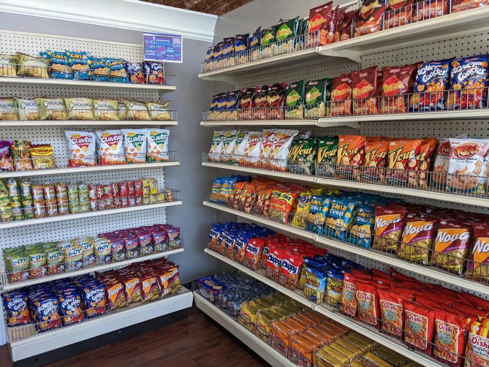 A selection of chips, crackers and other snacks at Filipino Sari-Sari Store in Belleville