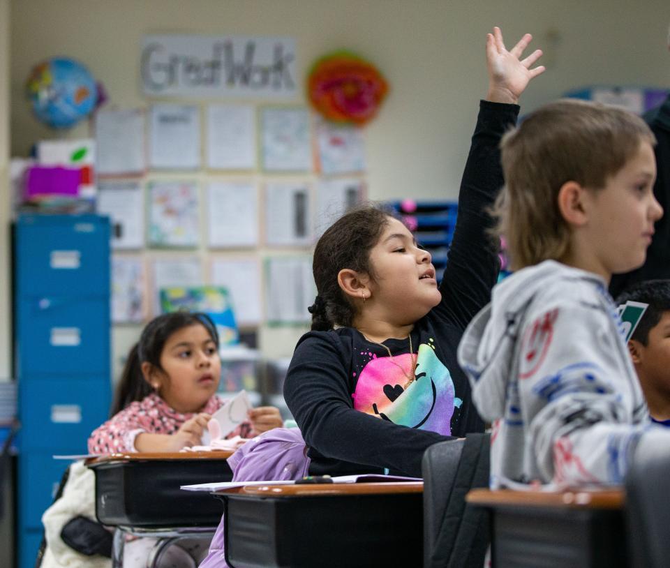 Third grade students at Jefferson County School study math with their teacher Indy Mack on Monday, Jan. 22, 2024.