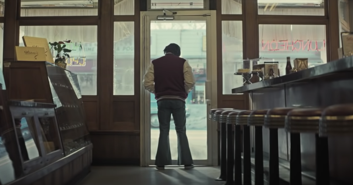 Tony (Michael Gandolfini) waits at Holsten's for his Uncle Dickie in The Many Saints of Newark (Photo: Warner Media/YouTube)