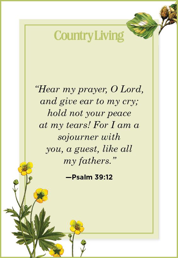 Psalm 39:12 Hear my prayer, O LORD, and give ear to my cry; hold