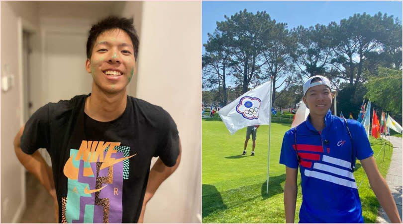 錢韋杉的大兒子邱靖曾是籃球校隊，也曾帶著中華隊旗拿下美國高爾夫AJGA冠軍。（圖／翻攝自錢韋杉、邱靖臉書）