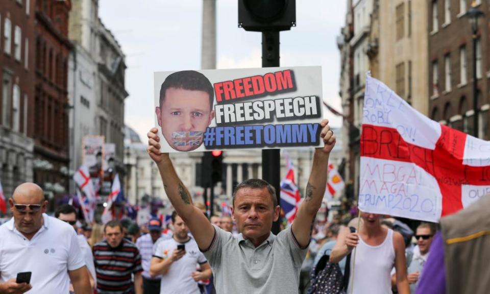 A ’Free Tommy Robinson’ protest in London, July 2018.