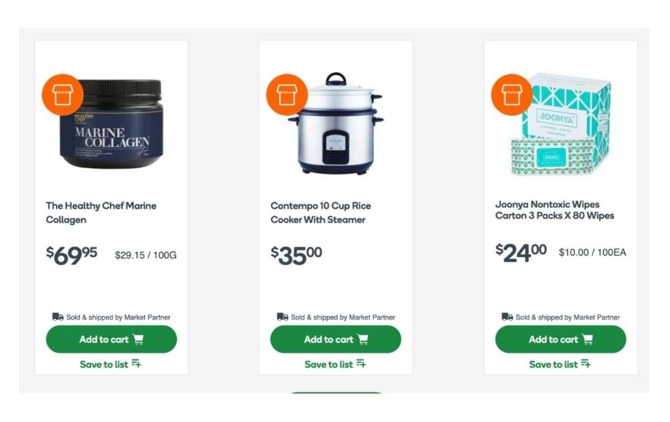 Screenshots of the items available on Everyday Market. Source: Woolworths.