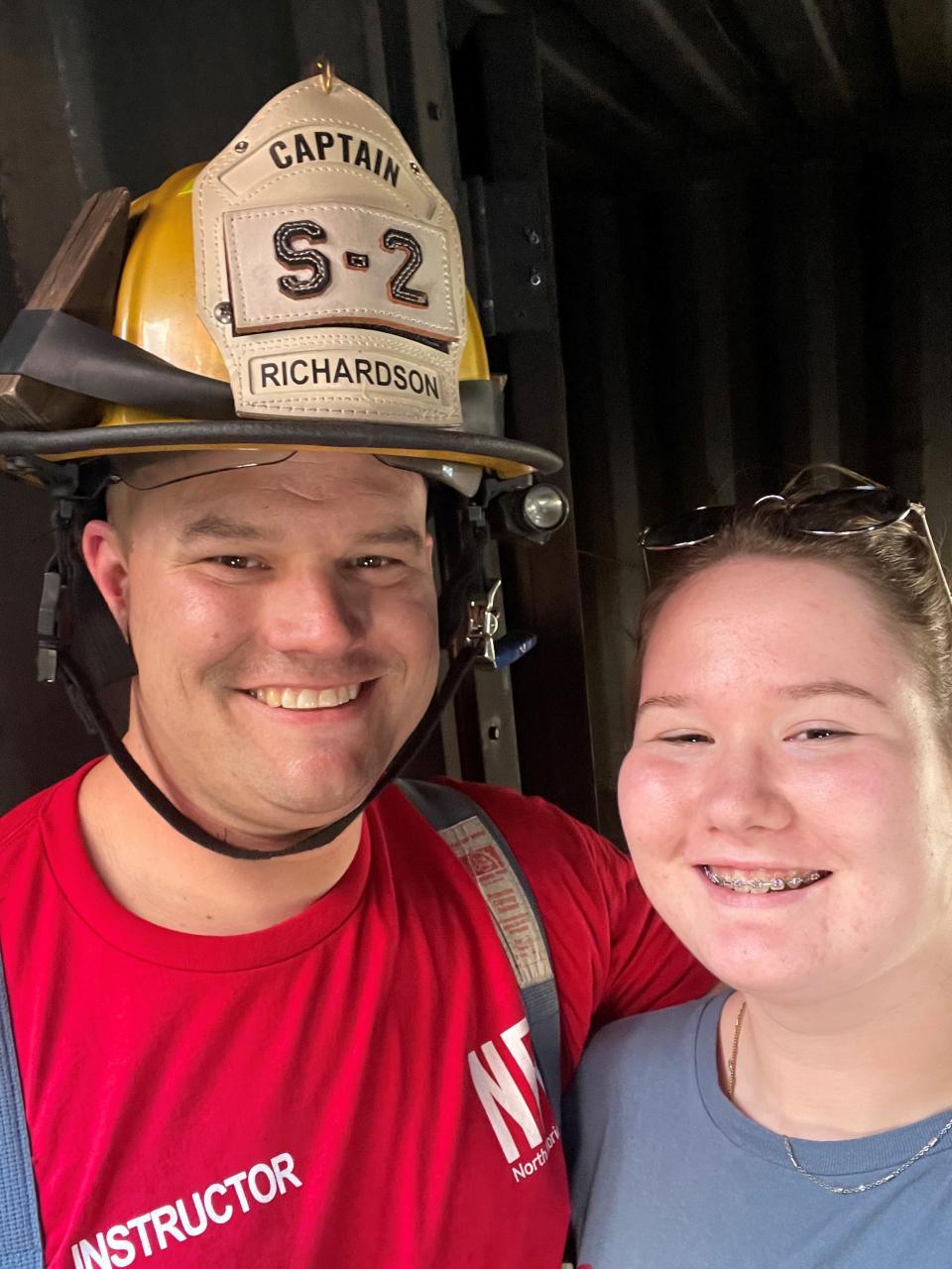 Haylee Richardson and her dad, Joel, who is a member of Escambia Fire Rescue.