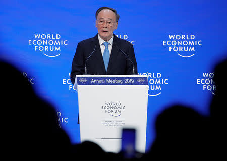 Chinese Vice President Wang Qishan attends the World Economic Forum (WEF) annual meeting in Davos, Switzerland, January 23, 2019. REUTERS/Arnd Wiegmann