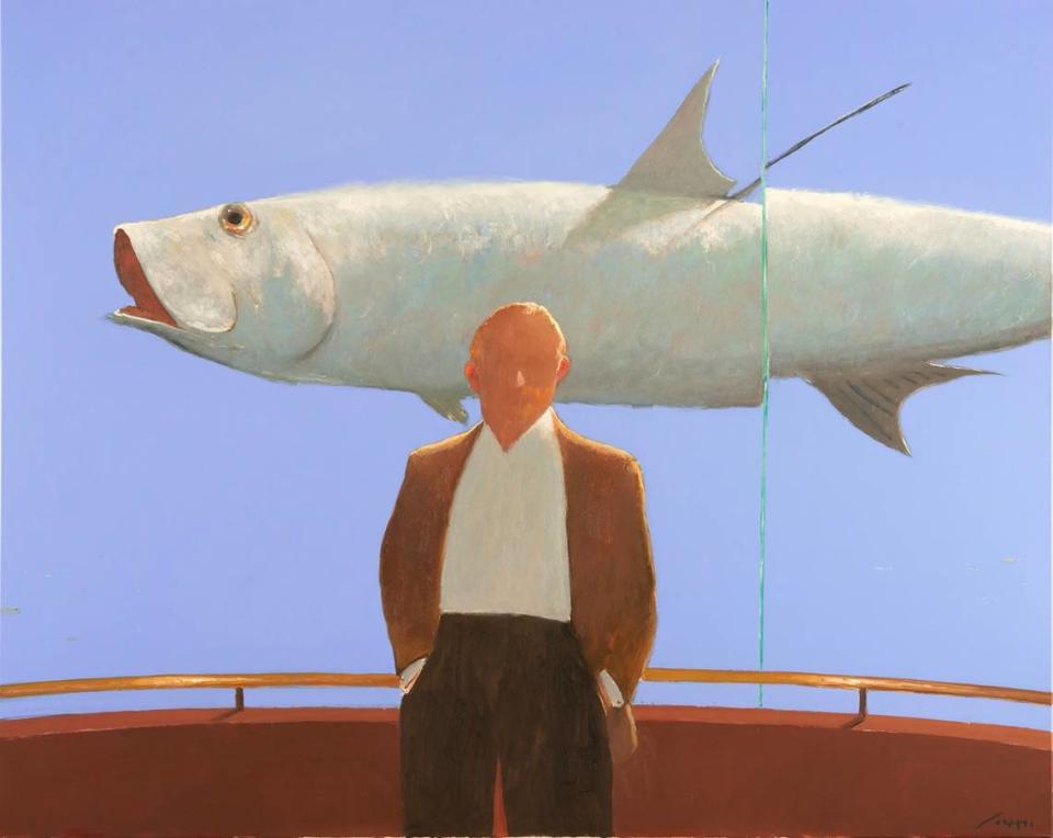 ‘Dutchman in The Bahamas’, 2023, óleo sobre lienzo, 80 x 96 pulgadas.