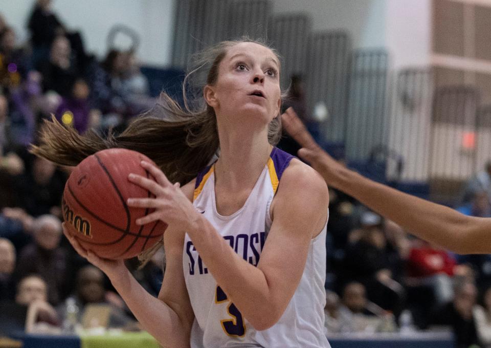 St. Roseâ€™s Lauren Lithgow in TOC  game. St Rose Girls Basketball vs University in Tournament of Champions opening round game in Toms River on March 12, 2019