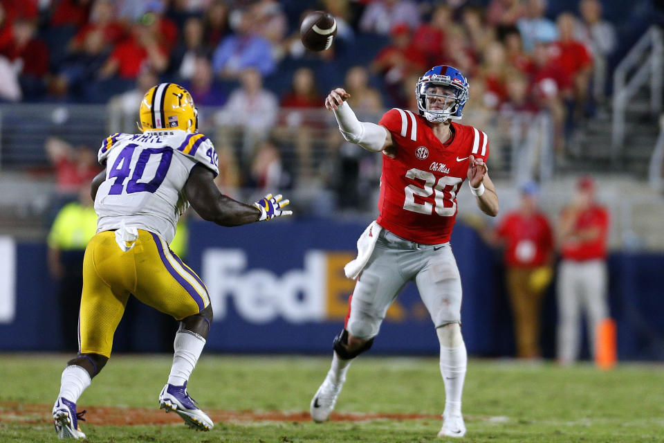 Ole Miss officially objected to quarterback Shea Patterson’s “assessment of the conditions in the program” that caused him to transfer, which could effect his transfer waiver appeal and cause him to miss the 2018 season at Michigan. (Getty Images)