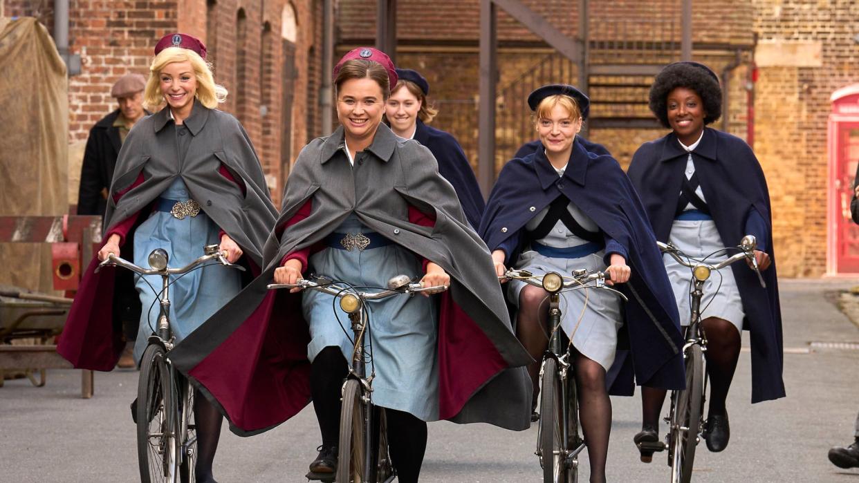 Trixie Franklin (HELEN GEORGE), Nancy Corrigan (MEGAN CUSAK), Rosalind Clifford (NATALIE QUARRY) and Joyce Highland (RENEE BAILEY) in Call the Midwife