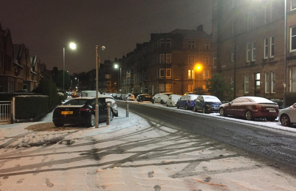 Glasgow was coated in snow on Tuesday (Picture: PA)