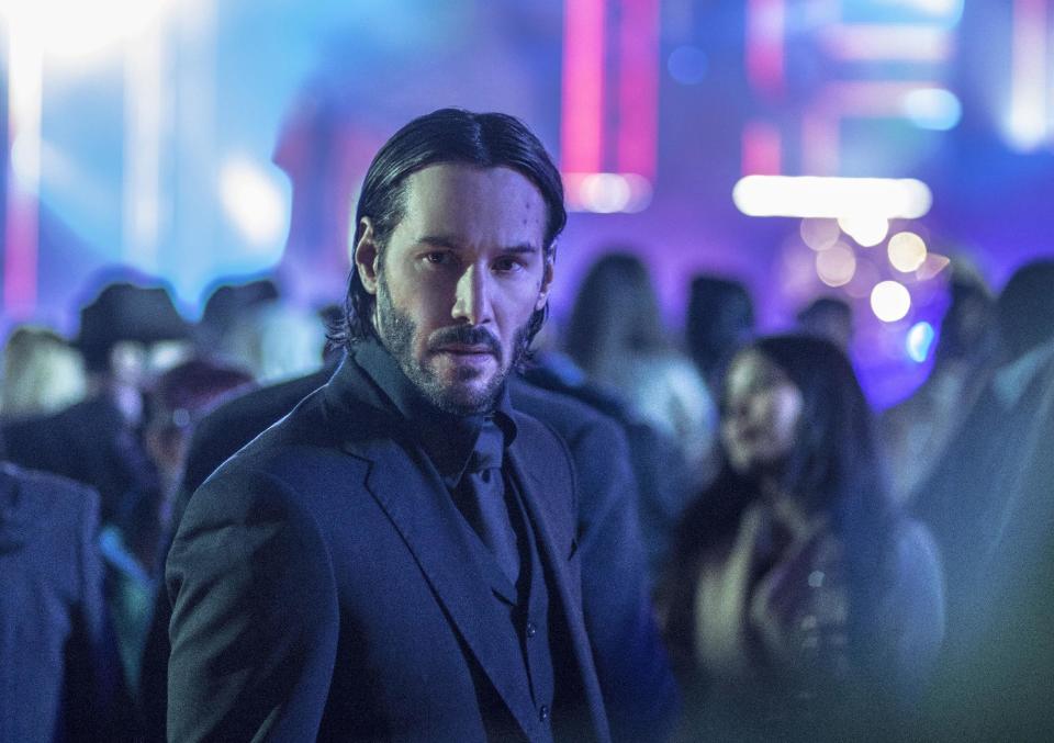 This image released by Lionsgate shows Keanu Reeves in a scene from, "John Wick: Chapter 2." (Niko Tavernise/Lionsgate via AP)