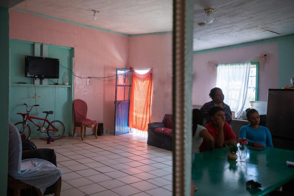 Several families and single women live within this apartment at a migrant shelter in Anapra.