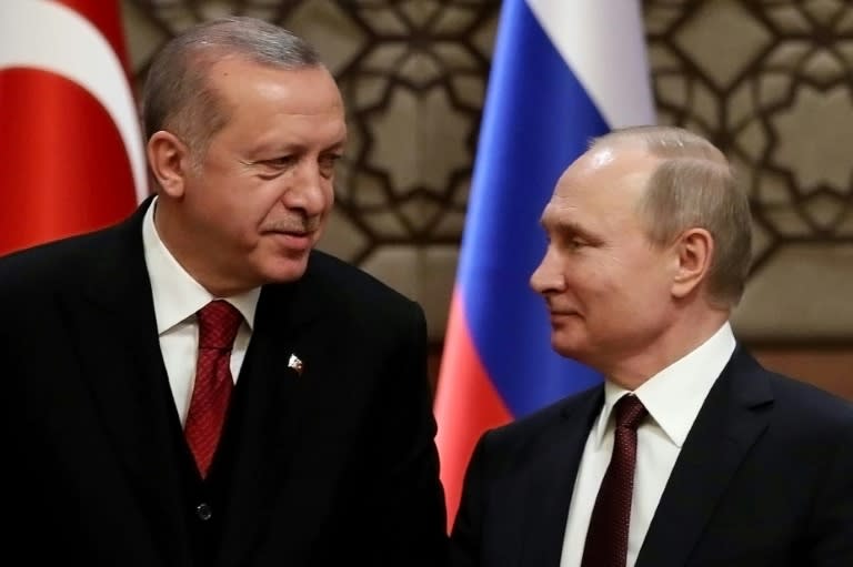 Turkey's President Recep Tayyip Erdogan and Russia's Vladimir Putin at Syria talks in Ankara earlier this year